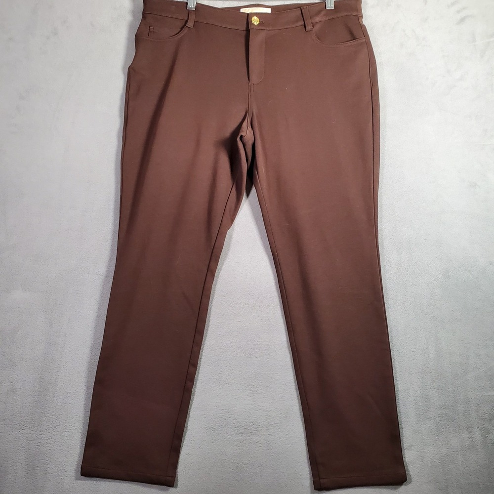 Michael Kors Pants Womens 14 Brown 5 Pocket Stretch Slim Fit Minimal Classic